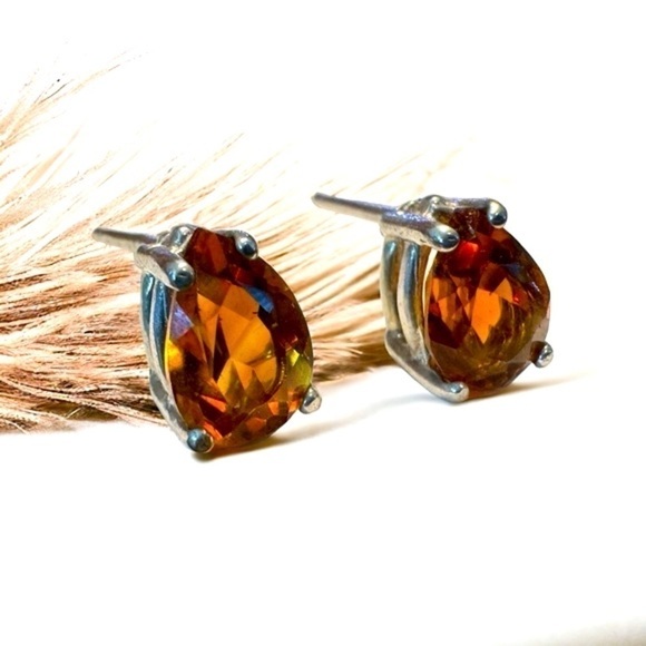 David Keefe Madiera Citrine Sterling Silver Earrings - Picture 1 of 8